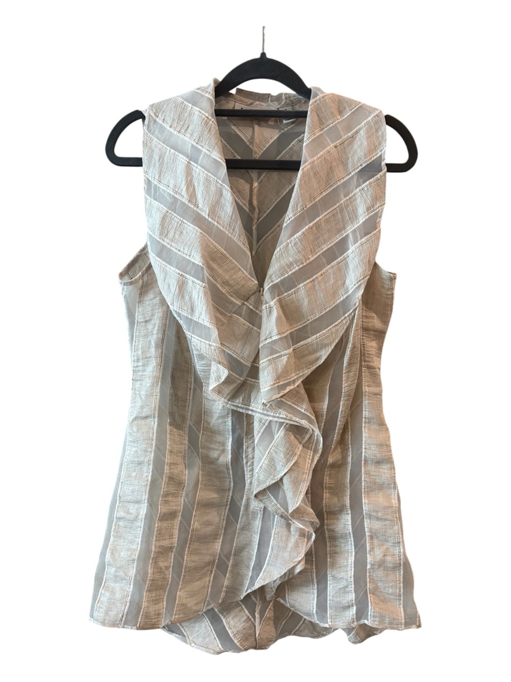 Farinaz Taghavi Ruffle Sleeveless Blouse Italian Fabric Quiet Luxury Size 6